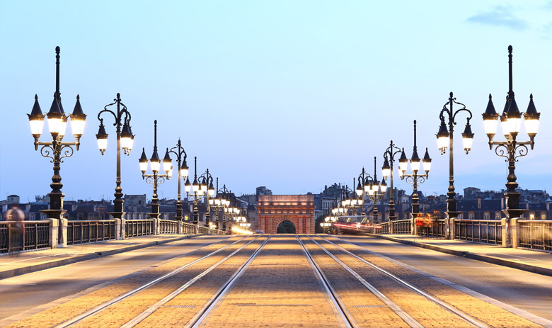 In front of Pont de Pierre in Bordeaux