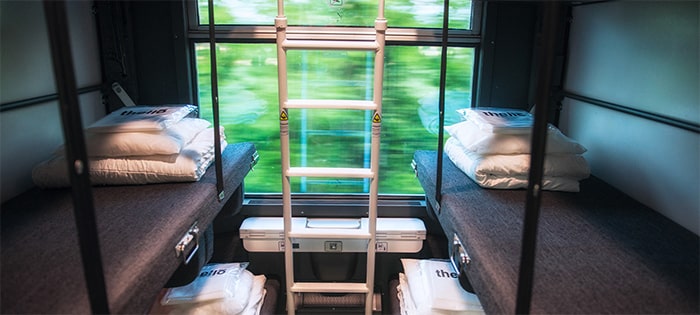 Beds in an overnight Thello train