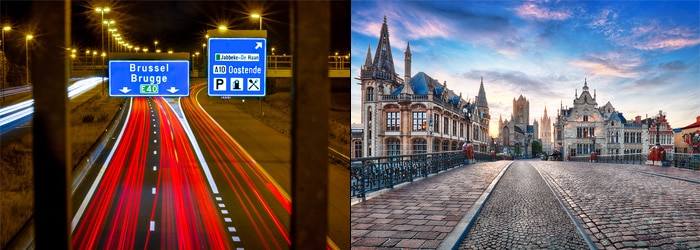 Đi từ Brussels đến Bruges bằng xe ô tô