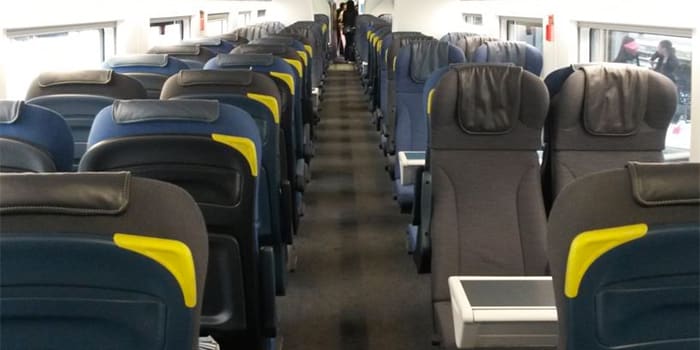 Standaard zitplaatsen in een van Eurostar treinen