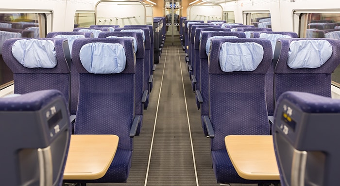 Zitplaatsen in intercity 2e klas