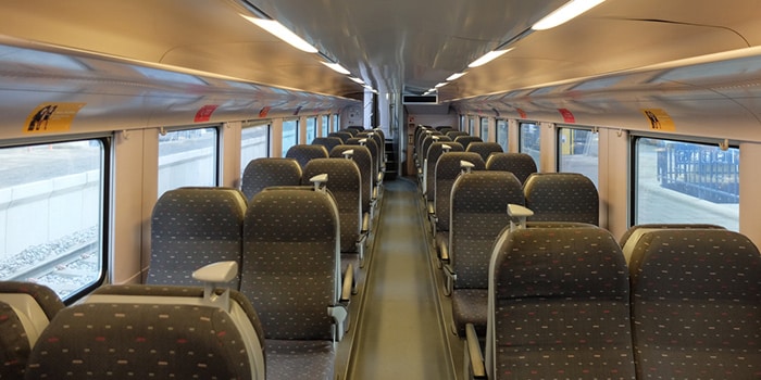 Het interieur van een NMBS-trein