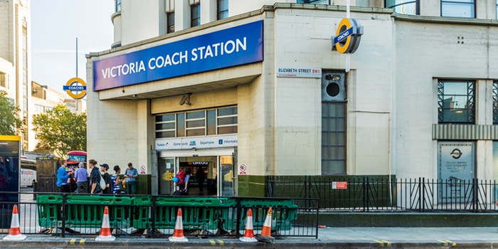 Het Victoria busstation in Londen