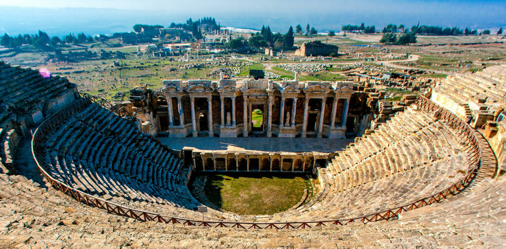 Roman amphitheater on the ruins of hierapolis in Pamukkale