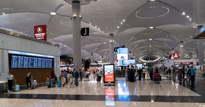 Interior of the departure hall inside Istanbul Airport