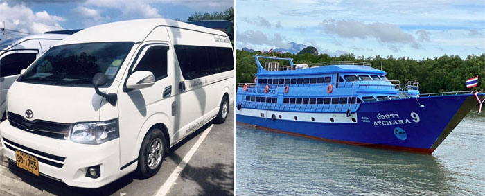 Half Minivan and Ferry split picture