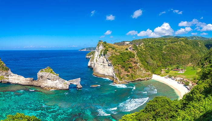 Nusa Penida island with beach and cliffs