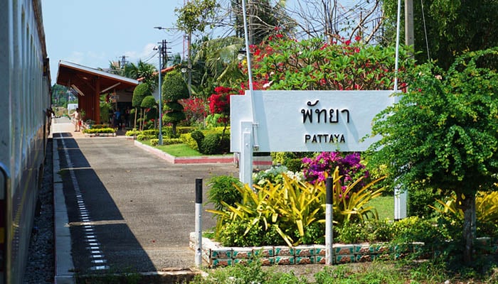 Train from Bangkok arriving at Pattaya Railway Station