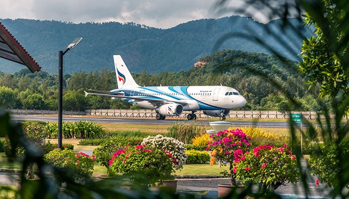 Bangkok Airways plane on Koh Samui Airport