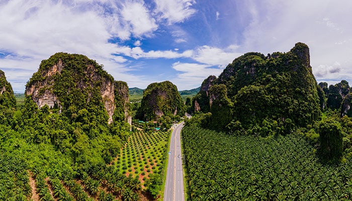 Road Between Karst Mountains in Krabi