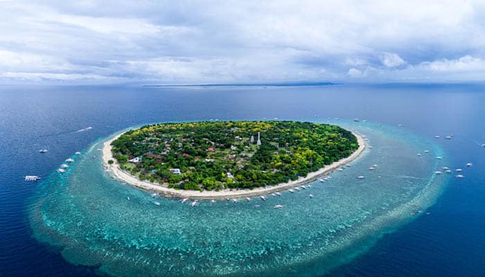 Panorama Drone Aerial Picture of Balicasag Island near Panglao, Bohol, Philippines