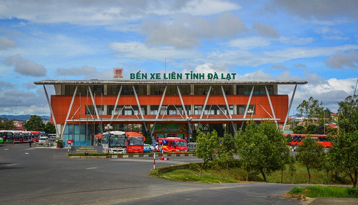 Dalat bus station, picture taken from outside on a beautiful day