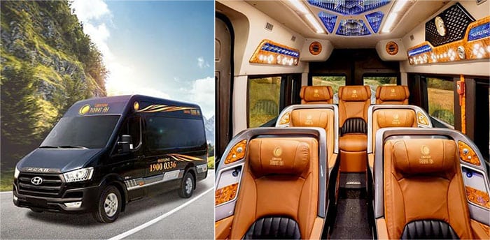 Exterior and interior of Hanoi to Ninh Binh minibus