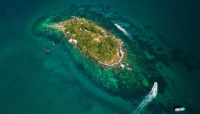 A view from above of Touch island off of Rong island (Koh Rong), Cambodia