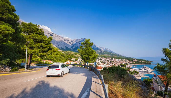 Car on road at Riviera Makarska, Adriatic Highway