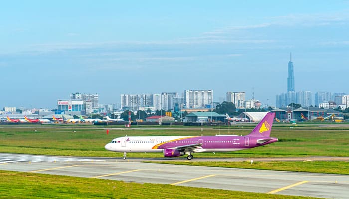 Cambodia Angkor Airplane on the runway at Tan Son Nhat International Airport, Ho Chi Minh